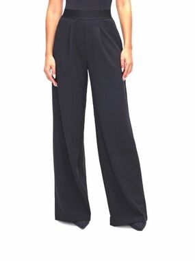 Good American Wide Leg Pull-On Pants Size Small Black Bonded High Rise